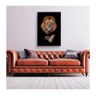 Quadro Animais Retrato do Leão c/ Moldura Dourada e Vidro