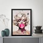 Quadro Aquarela Marilyn Bubble Gum 33x24cm - com vidro