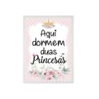 Quadro Aqui Dormem Duas Princesas 33X24Cm Com Vidro - Branca