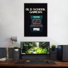 Quadro Arcade Old School Gamer 43x30 Filete Marrom Moldura Filete, Marrom Cafe