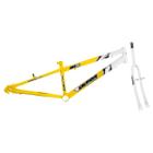 Quadro Aro 26 Ultra Bikes em Aço Carbono Bicolor com Garfo Rebaixado Amarelo - Branco