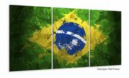 Quadro Arte Bandeira Do Brasil Mosaico 3 peças 120x60 cm