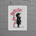 Quadro Arte Japonesa Samurai 24x18cm - com vidro