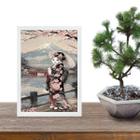 Quadro Arte Oriental - Gata Com Kimono 24x18cm - com vidro