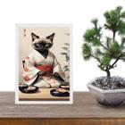 Quadro Arte Oriental Sushi Cat 24x18cm - com vidro