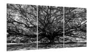 Quadro Árvore Copa Grande Em Preto E Branco Mosaico 120X60