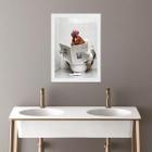 Quadro Banheiro Coleção Animais - Galo 45X34Cm - Com Vidro