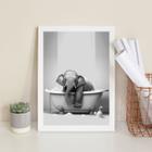 Quadro Banheiro Elefantinho - Hora Do Banho 33x24cm - com vidro