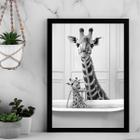 Quadro Banheiro - Girafa Com Filhote 33x24cm