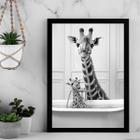 Quadro Banheiro - Girafa Com Filhote 33X24Cm