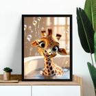 Quadro Banheiro Infantil - Girafinha Baby 33x24cm - com vidro