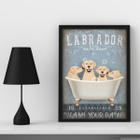 Quadro Banheiro Vintage Labrador 45x34cm