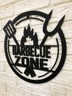 Quadro BARBECUE ZONE em MDF Preto para Churrasqueira Varanda