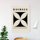 Quadro Bauhaus Flor Preto e Bege 33x24cm - com vidro