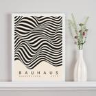 Quadro Bauhaus Ondas Bege Com Preto 33x24cm - com vidro