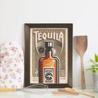 Quadro Bebida Vintage Tequila 22x32cm Moldura Marrom