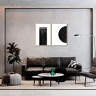 Quadro Black Minimalist 142x100 2-100x70 Filete Marfim Moldura Filete, Marfim