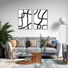 Quadro Boho Linhas Abstratas 88x60 2-60x43 Filete Marrom Moldura Filete, Marrom Cafe