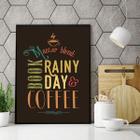 Quadro Book Rainy Day e Coffee 24x18cm - com vidro