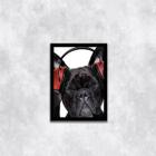 Quadro Bulldog Francês Música 33X24Cm - Vidro Moldura Preta