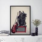 Quadro Bulldog Francês Rock 33X24Cm Moldura Branca