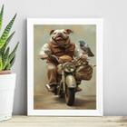 Quadro Bulldog Motociclista 24X18Cm - Com Vidro