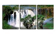 Quadro canvas 30x66 cachoeira entre folhagens