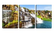 Quadro canvas 30x66 grande cachoeira entre pedras