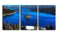 Quadro canvas 30x66 lago azul entre montanhas