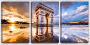 Quadro canvas 30x66 reflexo do arco do triunfo paris