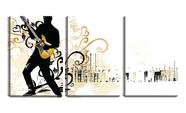 Quadro canvas 30x66 tocando guitarra silhueta