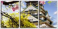 Quadro canvas 45x96 casa japonesa entre sakuras