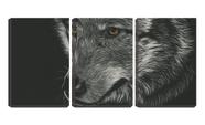 Quadro canvas 45x96 olhar de lobo fundo preto