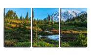 Quadro canvas 45x96 pinheiros com montanha de neve