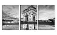 Quadro canvas 55x110 arco do triunfo pb reflexo