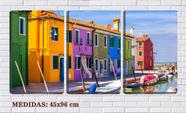 Quadro canvas 55x110 casas antigas de veneza