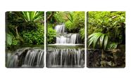 Quadro canvas 55x110 folhas verdes na cachoeira