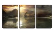 Quadro canvas 55x110 lago entre montanha fantasia