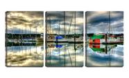 Quadro canvas 68x126 barcos de pesca refletidos