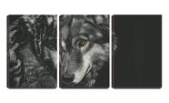 Quadro canvas 68x126 desenho de lobo fundo preto