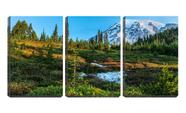 Quadro canvas 68x126 pinheiros com montanha de neve