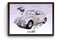 Quadro Carros Iconicos Herbie Poster Moldurado