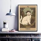 Quadro Carta Tarot Gato Signo De Virgem 33X24Cm - Com Vidro