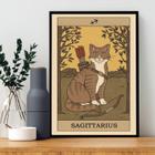 Quadro Carta Tarot Gato Signo Sagitário 33x24cm - com vidro