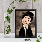 Quadro Charlie Chaplin 24x18cm - Vidro + Moldura Branca