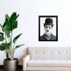 Quadro Charlie Chaplin Abstrato Preto e Branco 24x18cm