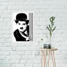 Quadro Charlie Chaplin Abstrato Preto e Branco 45x34cm - com vidro