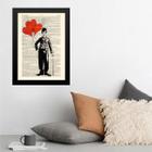 Quadro Charlie Chaplin Balões Corações 45X34Cm - Com Vidro