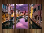 Quadro Cidade Veneza Com 3 Peças Moldura Decorações
