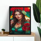 Quadro Cigana Esmeralda Rosa Vermelha 33X24Cm - Com Vidro